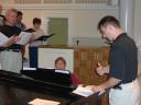 Tim Jansa rehearsing his choral setting of "Sehnsucht" with the Dekalb Choral Guild (2005)